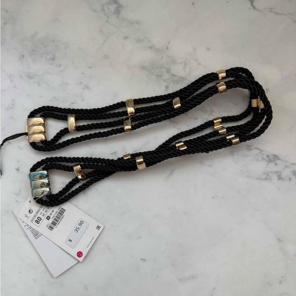 Zara Black Rope Multi-Strand Belt